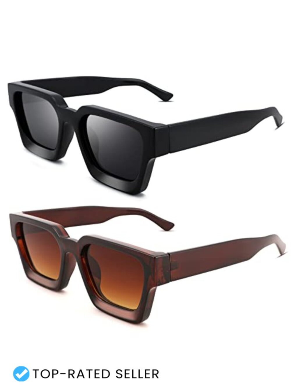 Thick Rectangle Sunglasses for Women Men, Chunky Square Shades UV400
